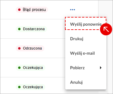 Ekran z tabelą wystawionych faktur