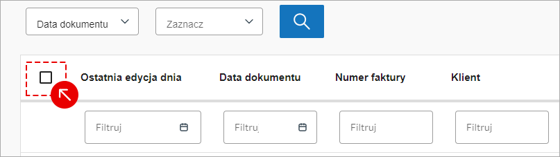 Ekran z tabelą kopii roboczych